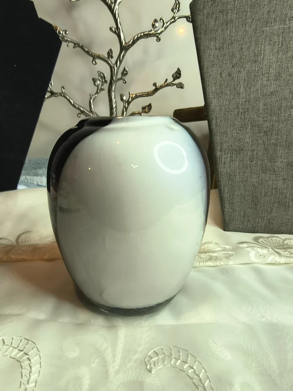 Amethyst and White Art Glass Vase